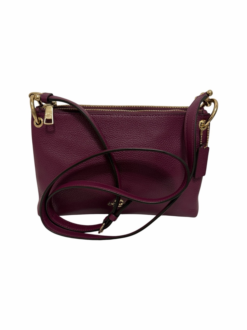 Coach Pebbled Plum Leather Crossbody Handbag